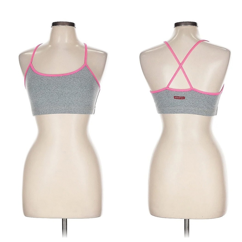 Hard Tail Forever Grey and Bubblegum Pink Sports Bra Large